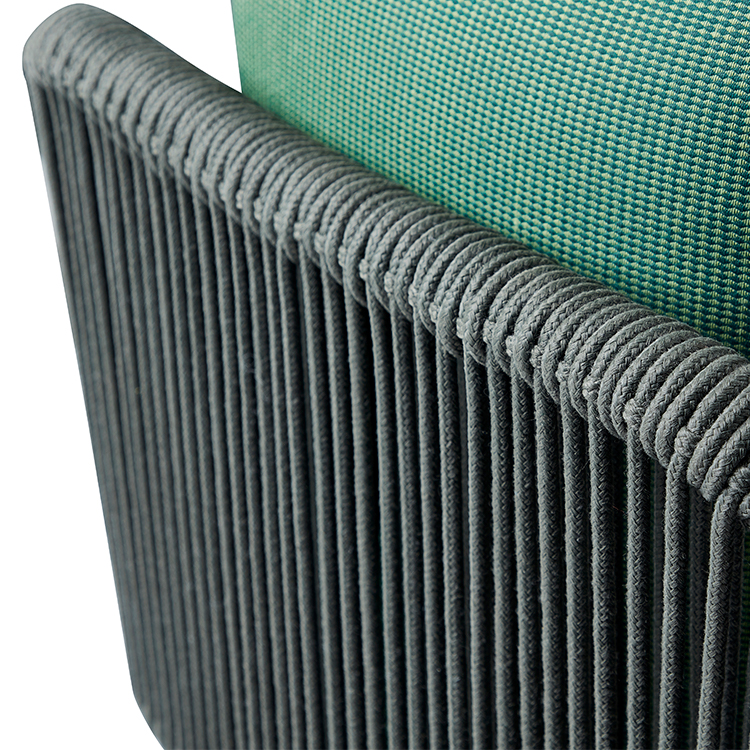 Modern Weather Resistant Aluminum Green Cushion Breathable Rope Back Outdoor Bar Chair