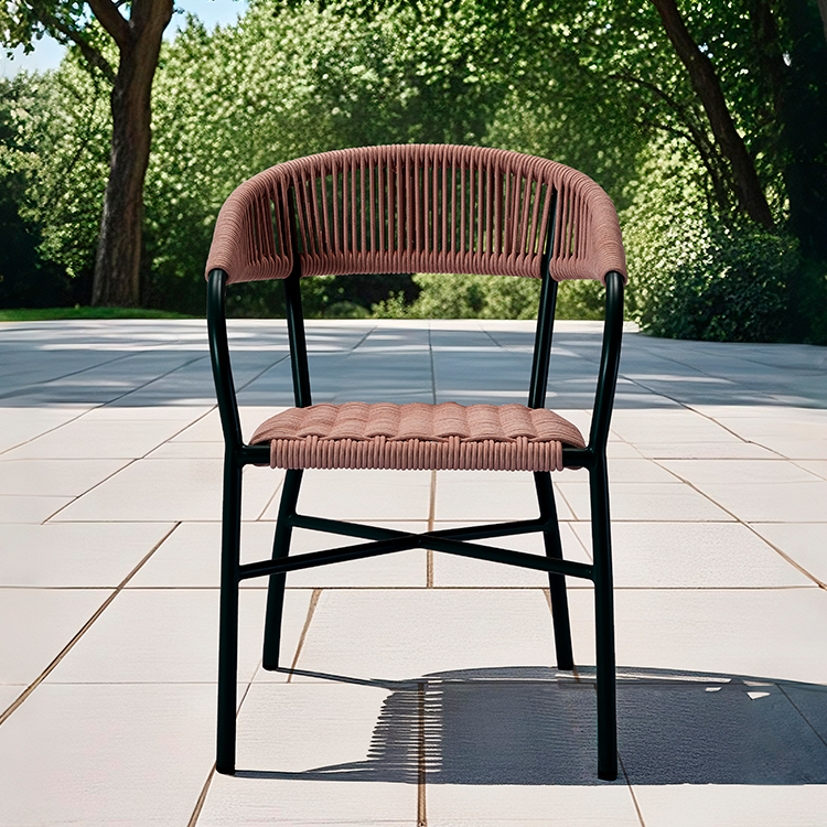 Luxury All-Weather Hotel Terrace Seating Woven Rope Garden Dining Chair