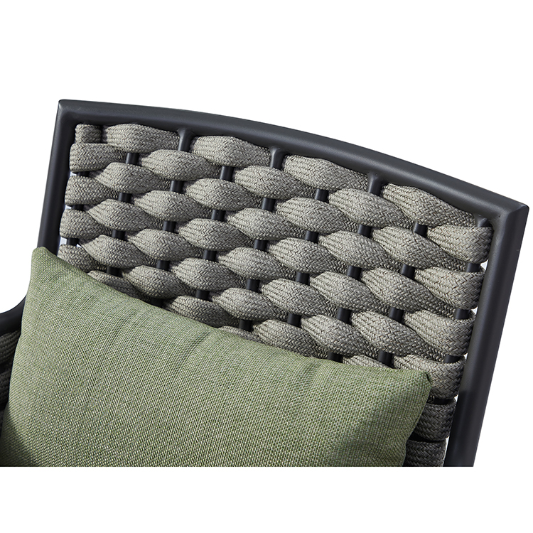 Contemporary Ergonomic Garden Weatherproof Rope Woven Outdoor Armchair