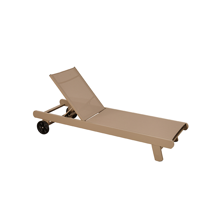 Modern Minimalist Durable Aluminum Poolside Lounge Chair Adjustable Outdoor Sun Lounger with Wheels
