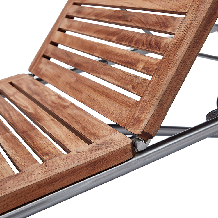 Durable Contemporary Poolside Lounge Adjustable Outdoor Stainless Steel Sun Lounger with Wheels