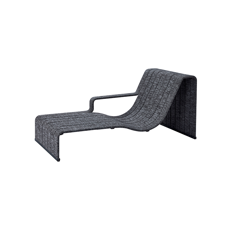 UV-Resistant Contemporary Curved Frame Outdoor Aluminum Rope Weave Sun Lounger with Plush Cushions