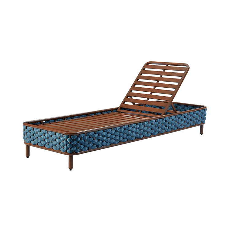 Weather-Resistant Adjustable Backrest Coastal-Style Outdoor Sun Lounge Chair with Waterproof Cushions