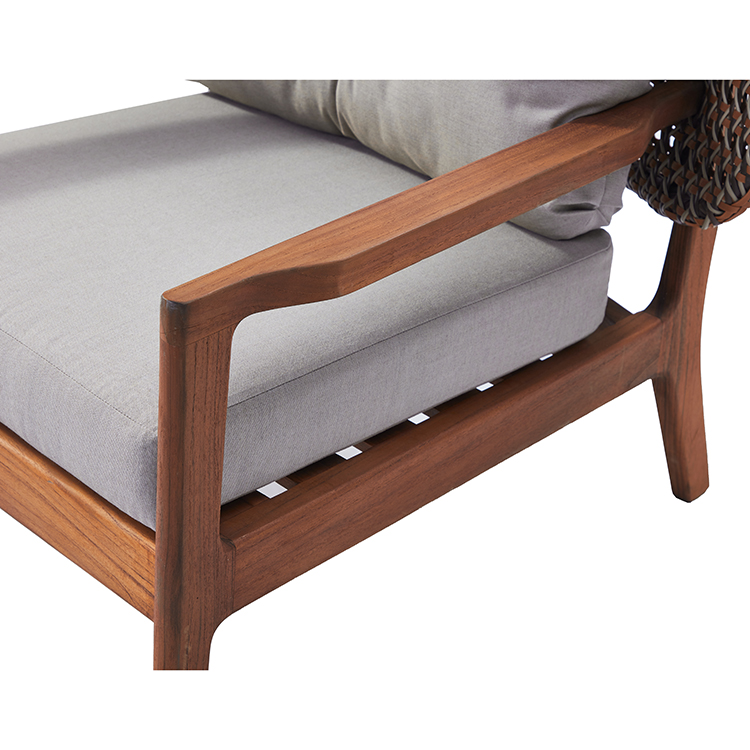All-Weather Balcony Lounge Handwoven Rattan Wide Seat Woven Backrest Patio Chair