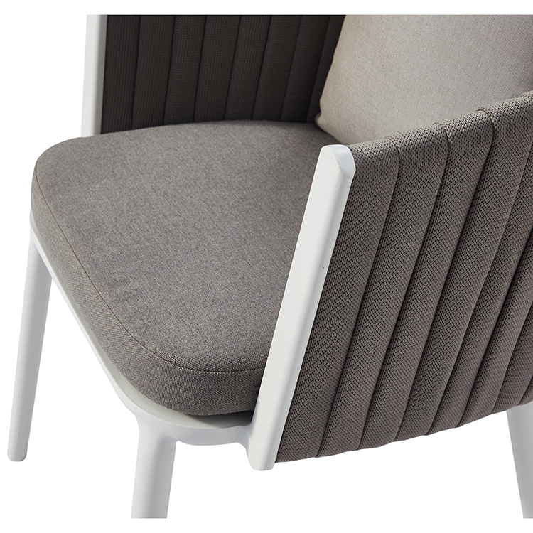 Contemporary Weatherproof Balcony Seating Aluminum Woven Rope Outdoor Armchair with Cushion
