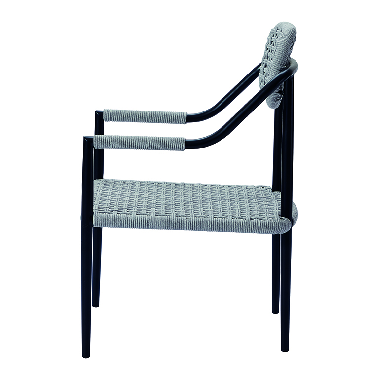 Simple Ergonomic Backrest Garden Dining Furniture Modern Industrial Outdoor Terrace Rope Chair