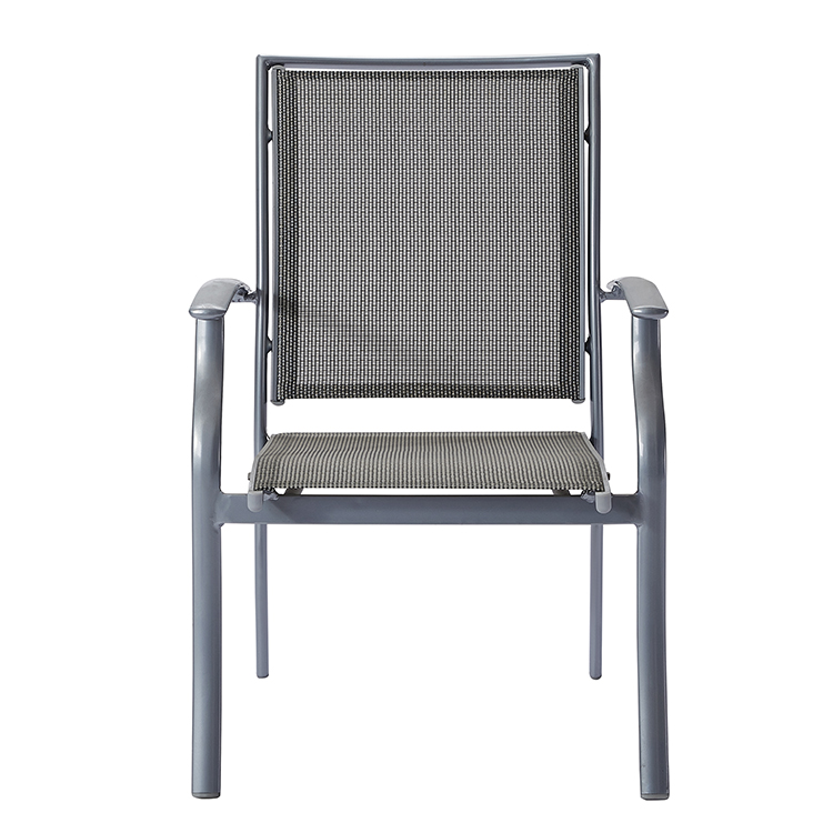Light Luxury Outdoor Patio Chair Furniture Hotel Balcony Aluminum Frame Breathable Mesh Dining Armchair