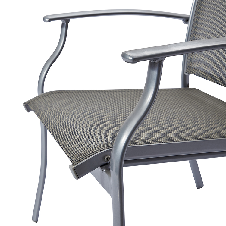 Light Luxury Outdoor Patio Chair Furniture Hotel Balcony Aluminum Frame Breathable Mesh Dining Armchair