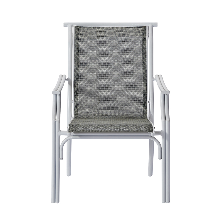 Lightweight Restaurant Balcony Armchair Rustproof Aluminum Stackable Design Outdoor Cafe Breathable Mesh Seat Chairs