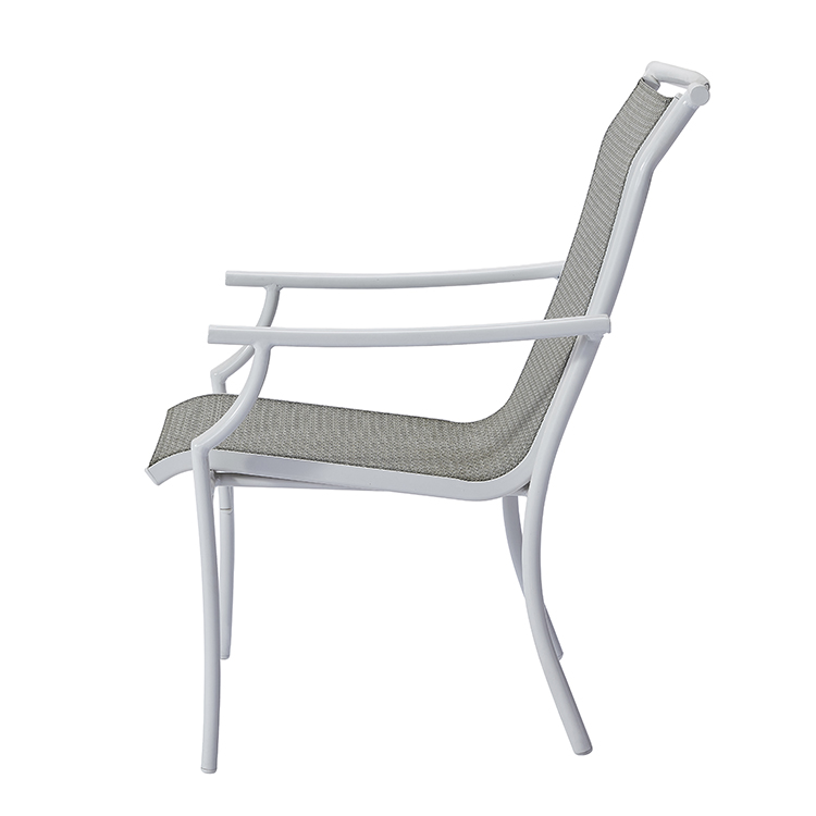 Lightweight Restaurant Balcony Armchair Rustproof Aluminum Stackable Design Outdoor Cafe Breathable Mesh Seat Chairs