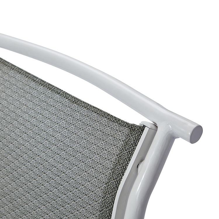 Lightweight Restaurant Balcony Armchair Rustproof Aluminum Stackable Design Outdoor Cafe Breathable Mesh Seat Chairs