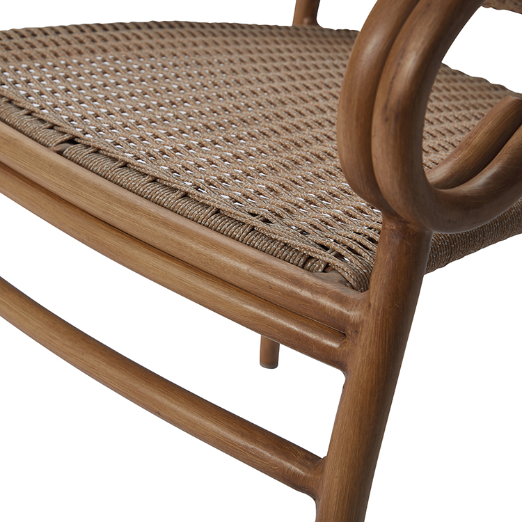 Retro Leisure Outdoor Patio Aluminum Rattan Armchair Furniture Vintage French Garden Café Wicker Stackable Dining Chair
