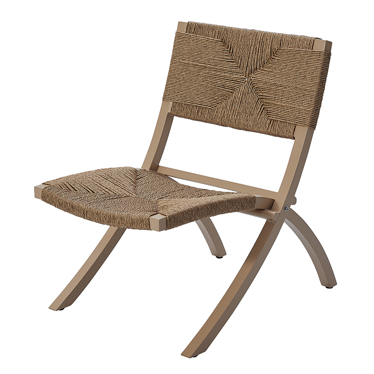 Ergonomic Foldable Garden Dining Seating Furniture Contemporary Portable Balcony Rattan Woven Lounge Chair