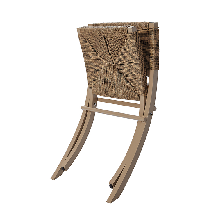 Ergonomic Foldable Garden Dining Seating Furniture Contemporary Portable Balcony Rattan Woven Lounge Chair