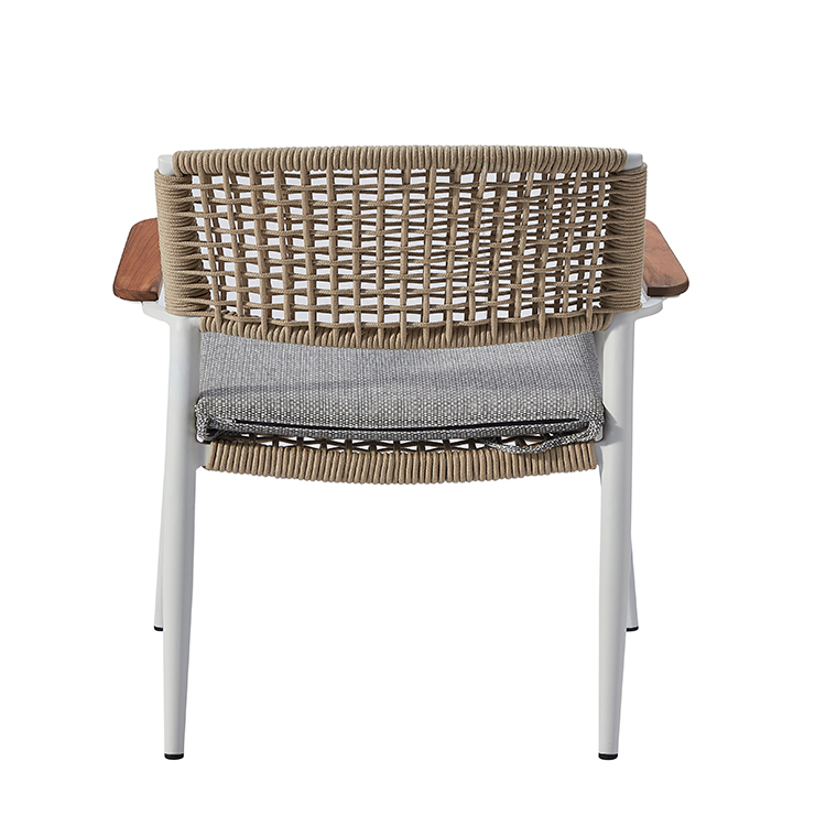Stylish Waterproof Aluminium Patio Garden Armchair Furniture Modern outdoor Boho Weave Rope Dining Chair