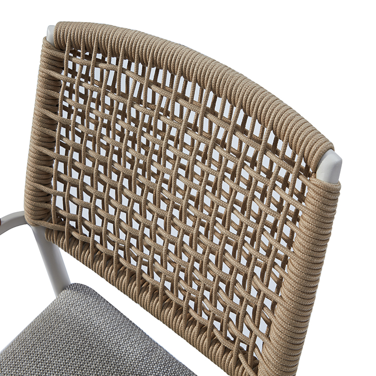 Stylish Waterproof Aluminium Patio Garden Armchair Furniture Modern outdoor Boho Weave Rope Dining Chair