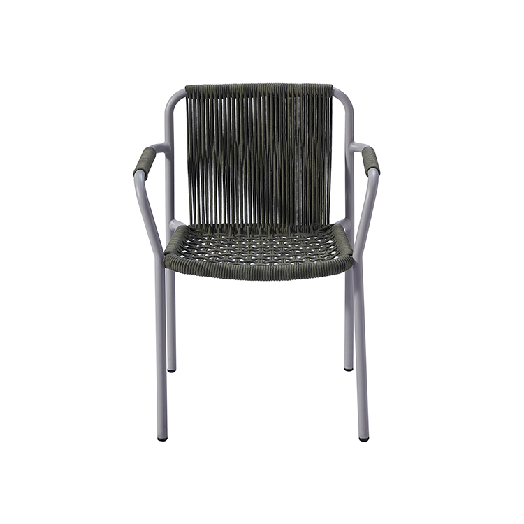Lightweight Stackable Patio Aluminum Armchair Furniture Outdoor Designer Handwoven Rope Garden Dining Chair