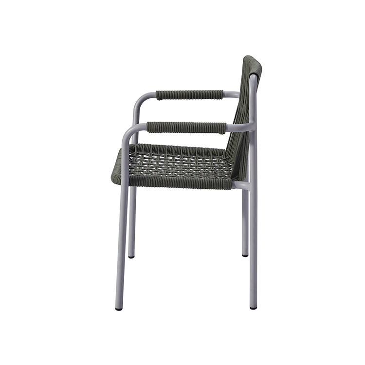 Lightweight Stackable Patio Aluminum Armchair Furniture Outdoor Designer Handwoven Rope Garden Dining Chair