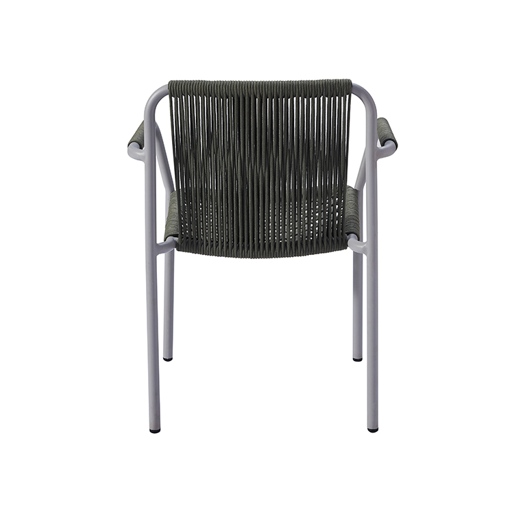 Lightweight Stackable Patio Aluminum Armchair Furniture Outdoor Designer Handwoven Rope Garden Dining Chair