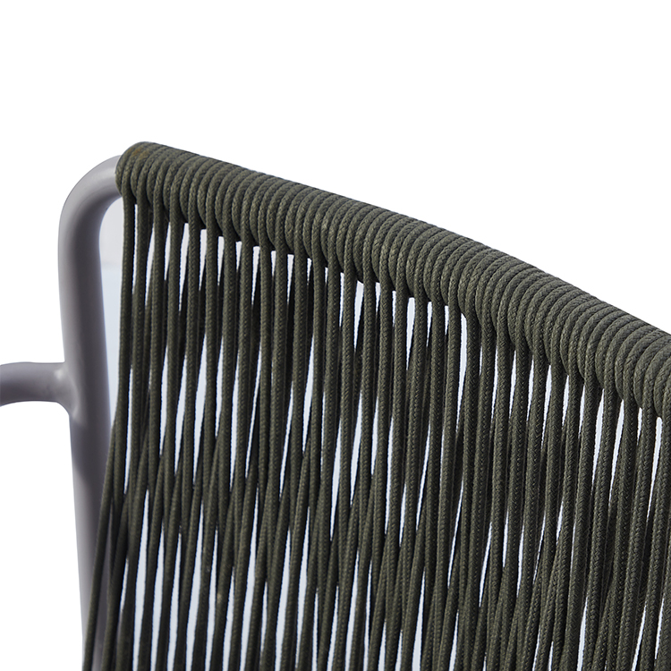 Lightweight Stackable Patio Aluminum Armchair Furniture Outdoor Designer Handwoven Rope Garden Dining Chair