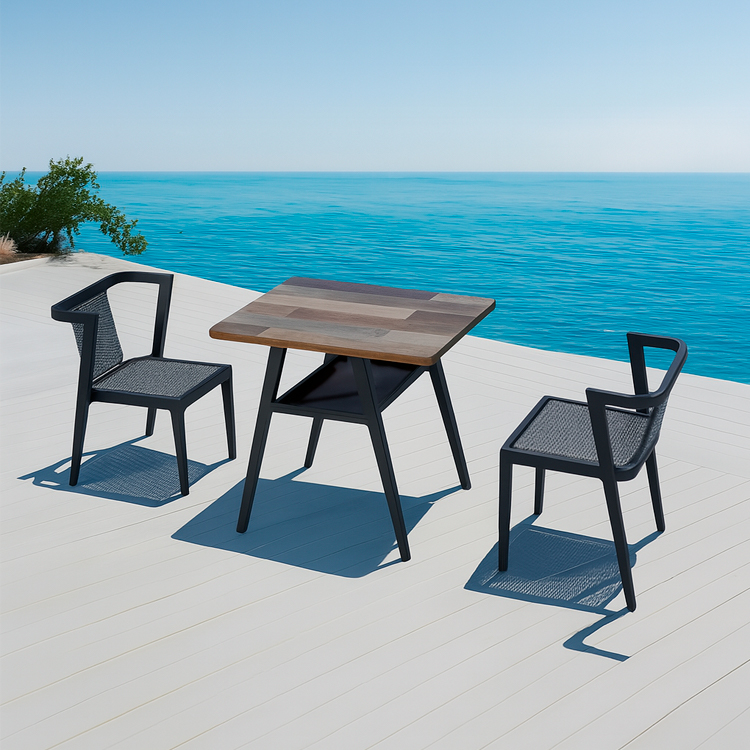 3-Piece All Weather Stylish Durable Outdoor Aluminum Conversation Terrace Seating Set With Square Table
