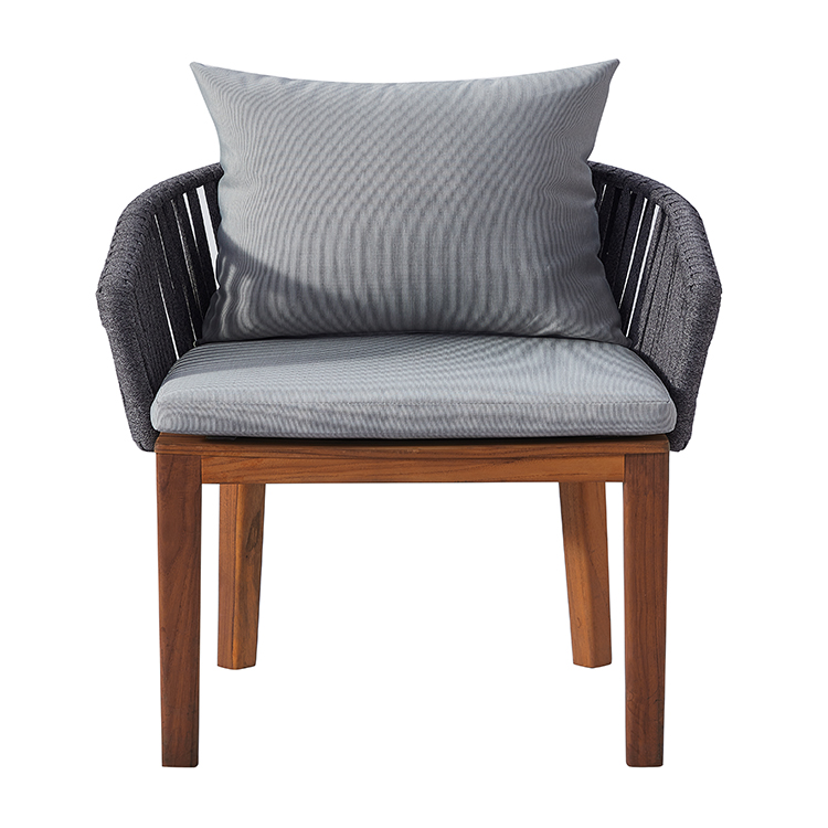 Contemporary All-Weather Outdoor Patio Dining Rope Armchair with Cushion