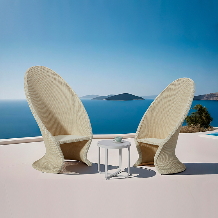Minimalist Aluminum Frame Irregular Unique Garden Leisure Single Rattan Chair