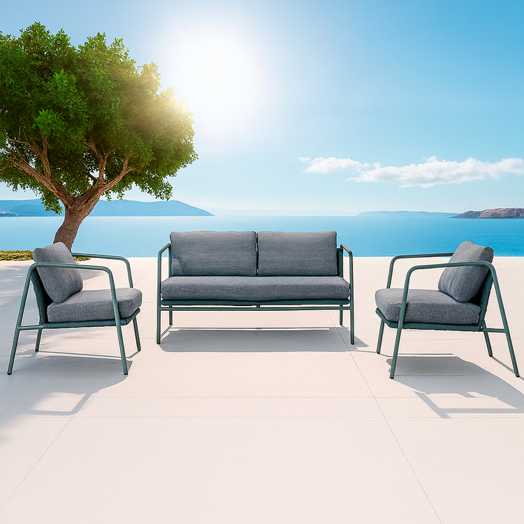 Minimalist 4 Seater Durable Metals Armchair Luxury Garden Sofa Outdoor Furniture Set