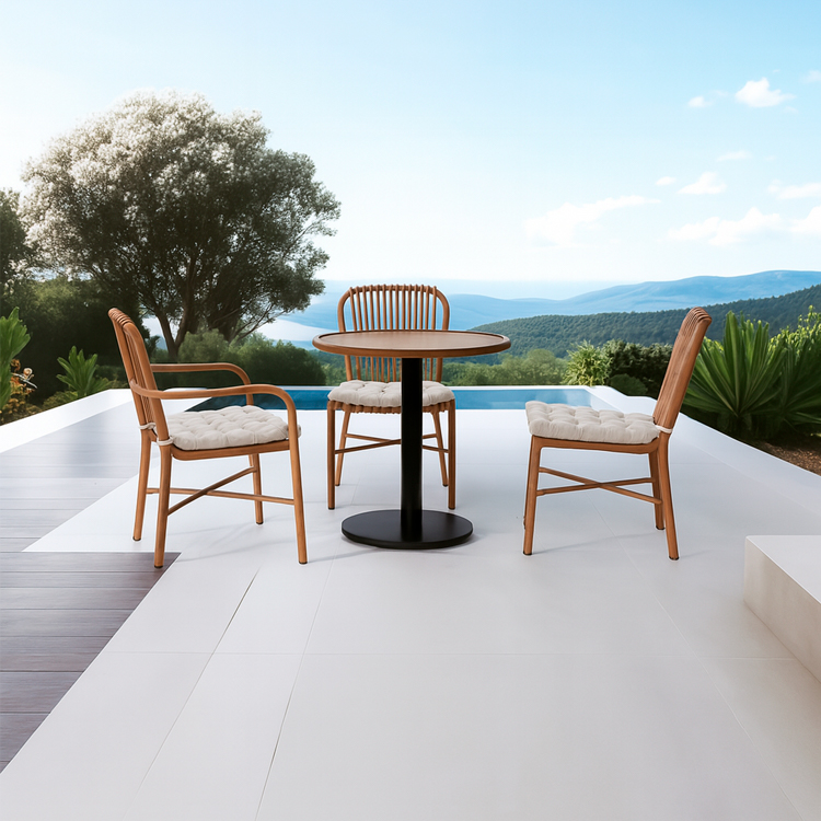 4-Piece Aluminum Frame Weather-Resistant Chair Outdoor Bistro Leisure Seating Set With Round Table