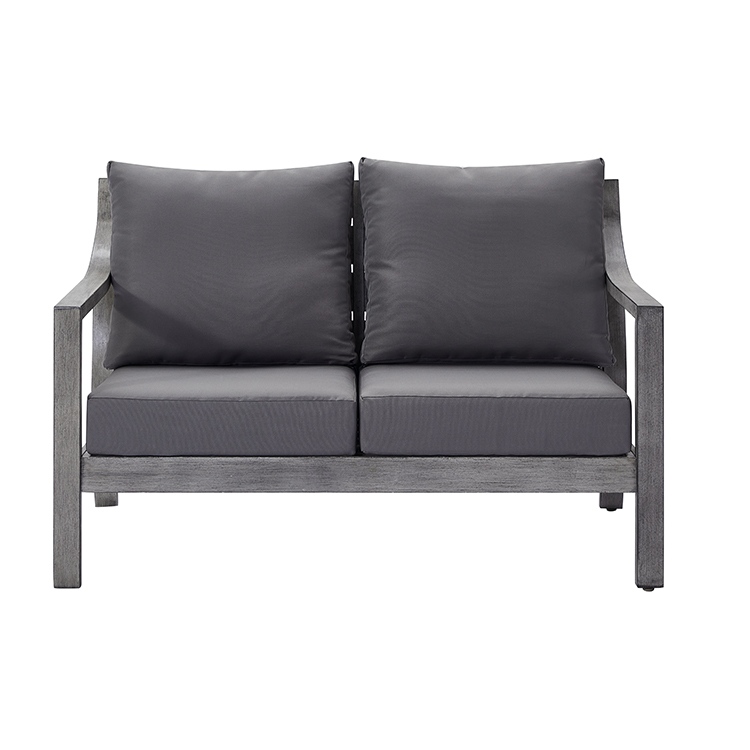 Modern Outdoor Aluminum Sofa Set with Faux Wood Finish | Weatherproof Patio Conversation Set with Coffee Table