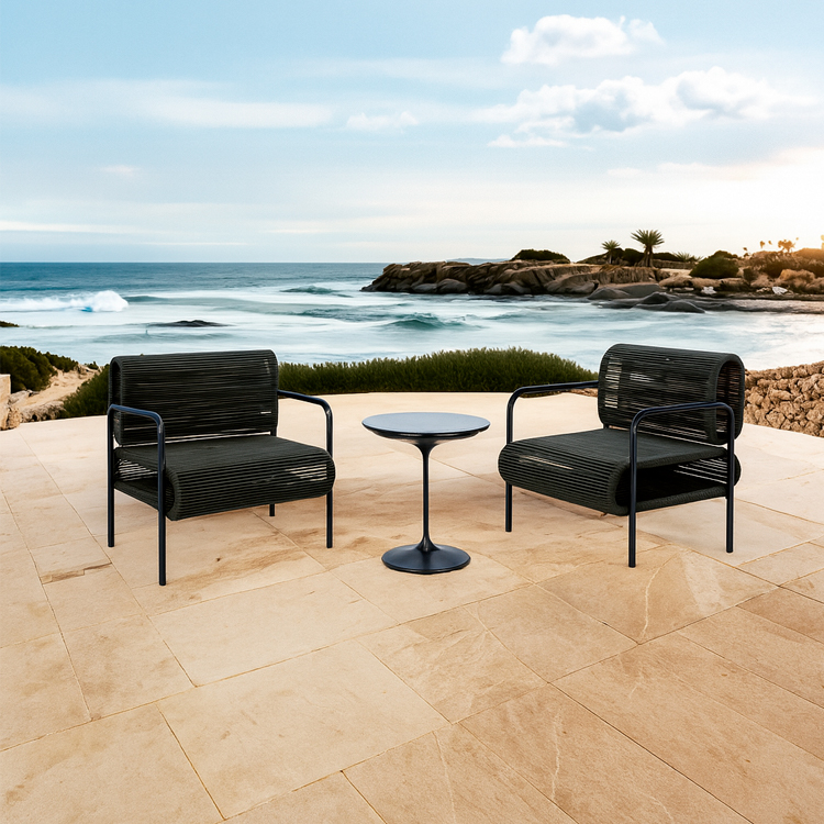 Durable Outdoor Furniture All-Weather Bistro Breathable Woven Rope Dining Chair and Table Set