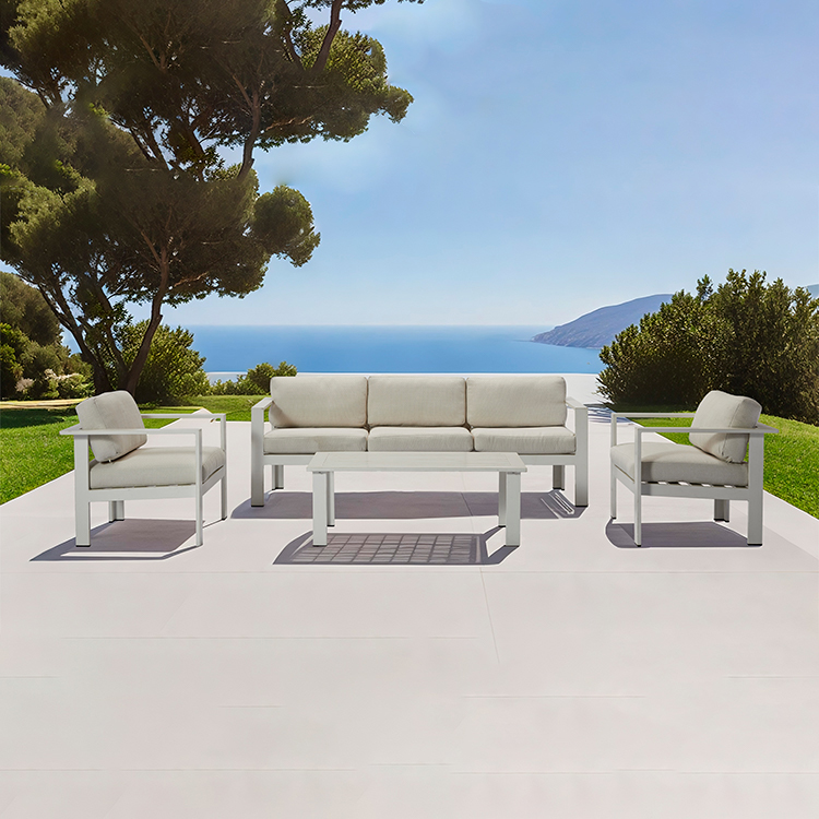 Best Modern New Garden Conversation Furniture Outdoor Patio White Aluminum Sofa Set with Coffee Table on Sale