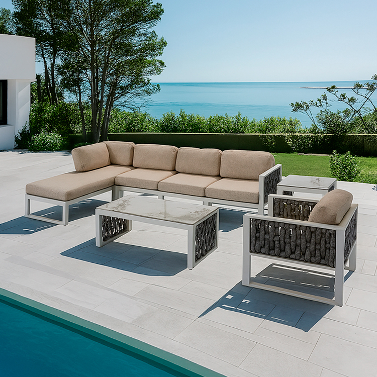 Garden Furniture Waterproof Fire Pit Outdoor Sofa Set Sample Aluminum Sofa Conversation Patio Set Garden Sofa