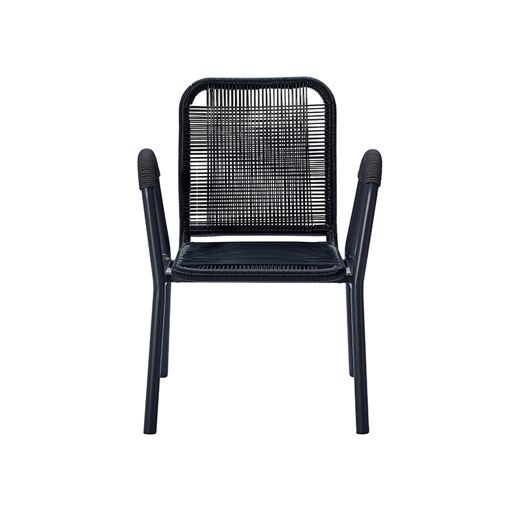 Lightweight Multi-Seat Patio Dining Outdoor Aluminum Table and Rope Woven Armchairs with PE Rattan Backrest
