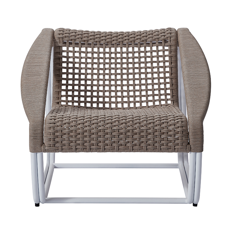 Minimalist Durable Metal Frame Balcony Seating Outdoor Rope Weaving Chair