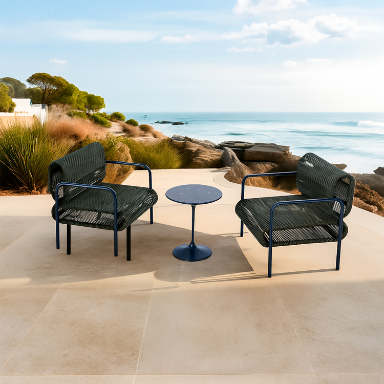 Durable Outdoor Furniture All-Weather Bistro Breathable Woven Rope Dining Chair and Table Set
