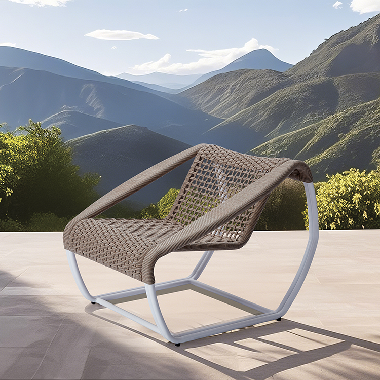 Minimalist Durable Metal Frame Balcony Seating Outdoor Rope Weaving Chair