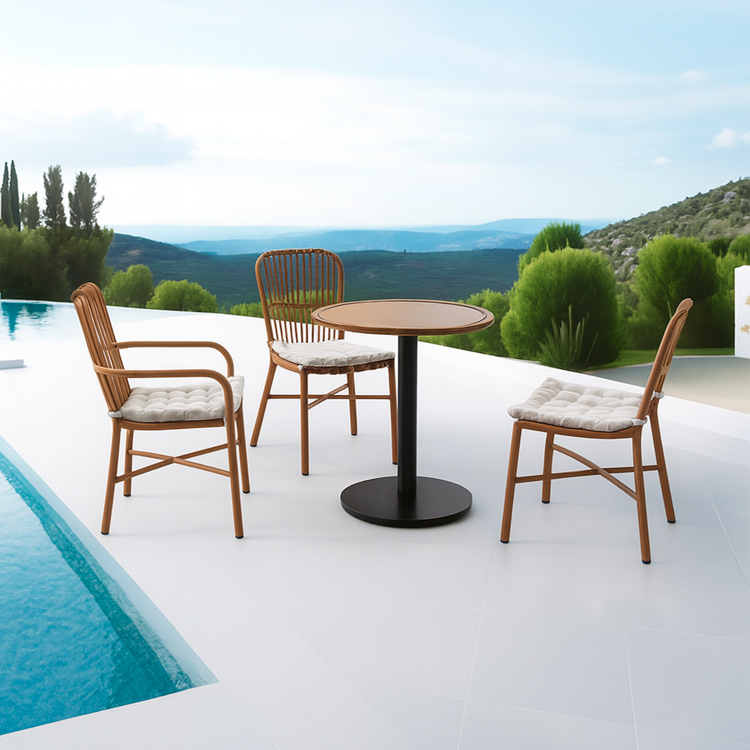 4-Piece Aluminum Frame Weather-Resistant Chair Outdoor Bistro Leisure Seating Set With Round Table