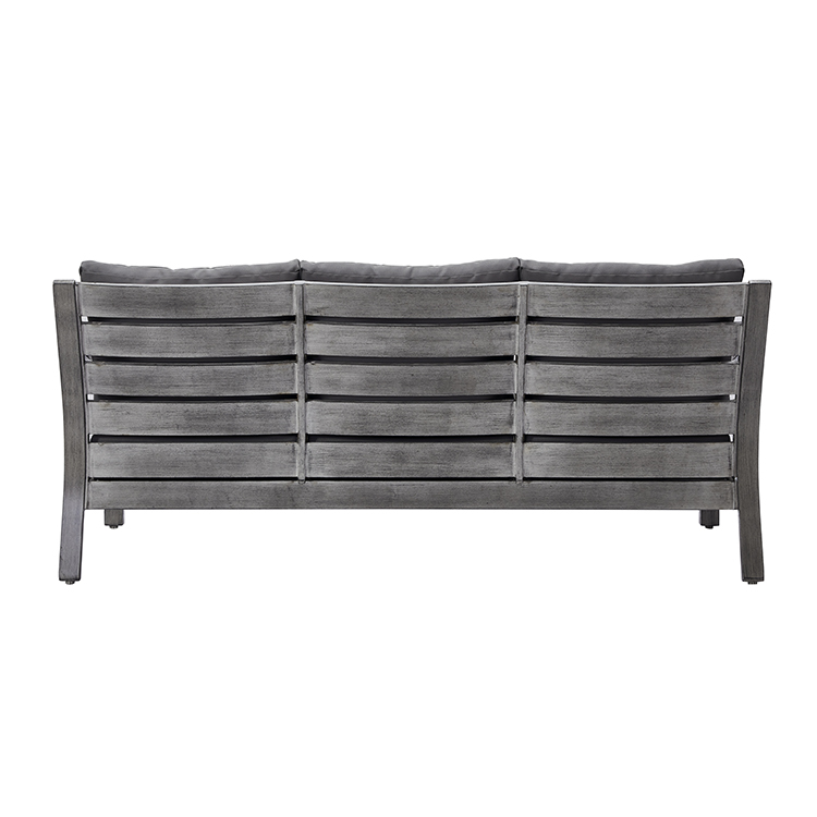 Modern Outdoor Aluminum Sofa Set with Faux Wood Finish | Weatherproof Patio Conversation Set with Coffee Table
