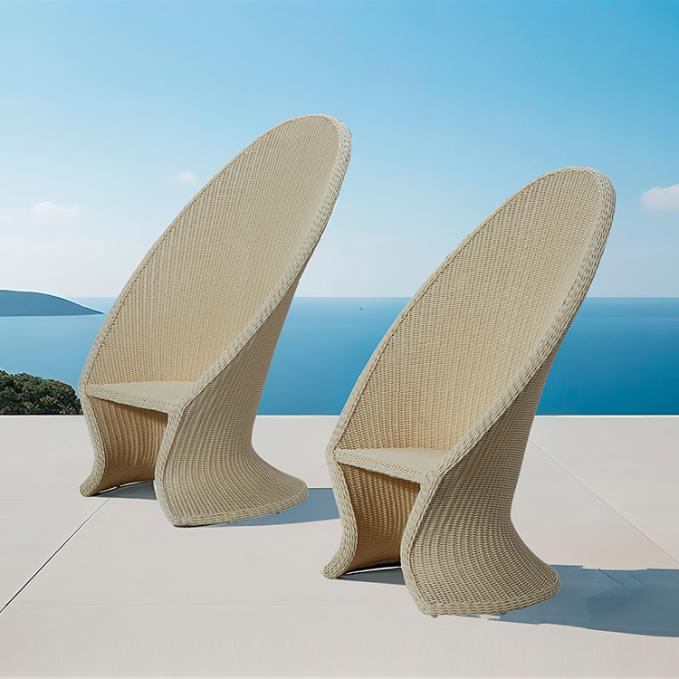 Minimalist Aluminum Frame Irregular Unique Garden Leisure Single Rattan Chair