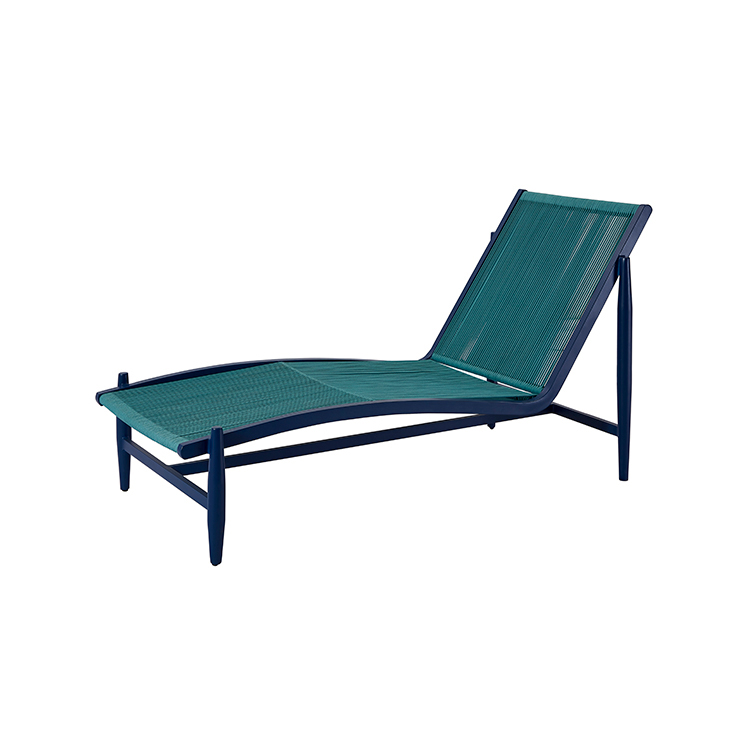 Lightweight Sleek Patio Sun Lounger Furniture Outdoor Aluminum Rope Woven Poolside Chaise Lounge