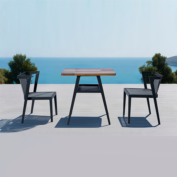 3-Piece All Weather Stylish Durable Outdoor Aluminum Conversation Terrace Seating Set With Square Table