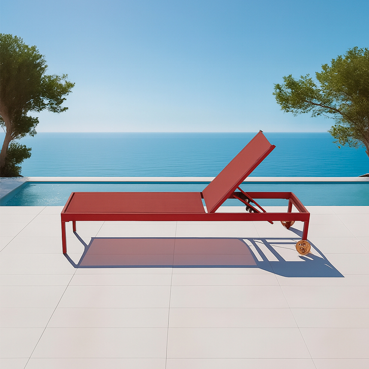 Waterproof Outdoor Poolside Garden Balcony Recliner Lounger Chair Sunbed Aluminum Lounger