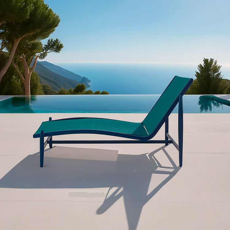 Lightweight Sleek Patio Sun Lounger Furniture Outdoor Aluminum Rope Woven Poolside Chaise Lounge