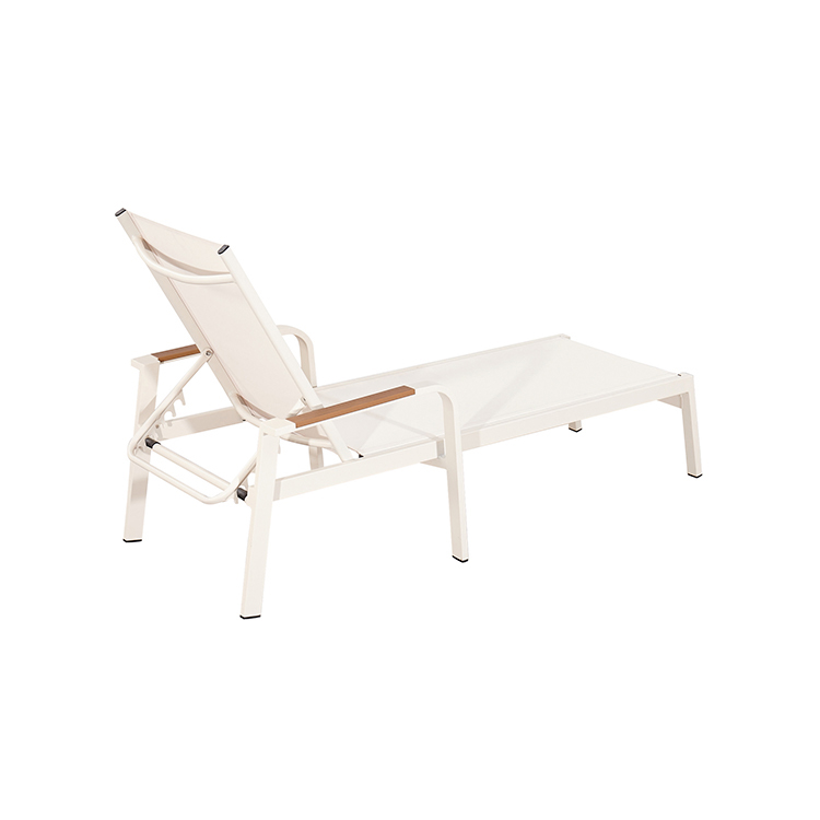 Weather-Resistant Luxury Minimalist Aluminum Frame Adjustable Poolside Sun Lounger with Reclining Textilene Seat
