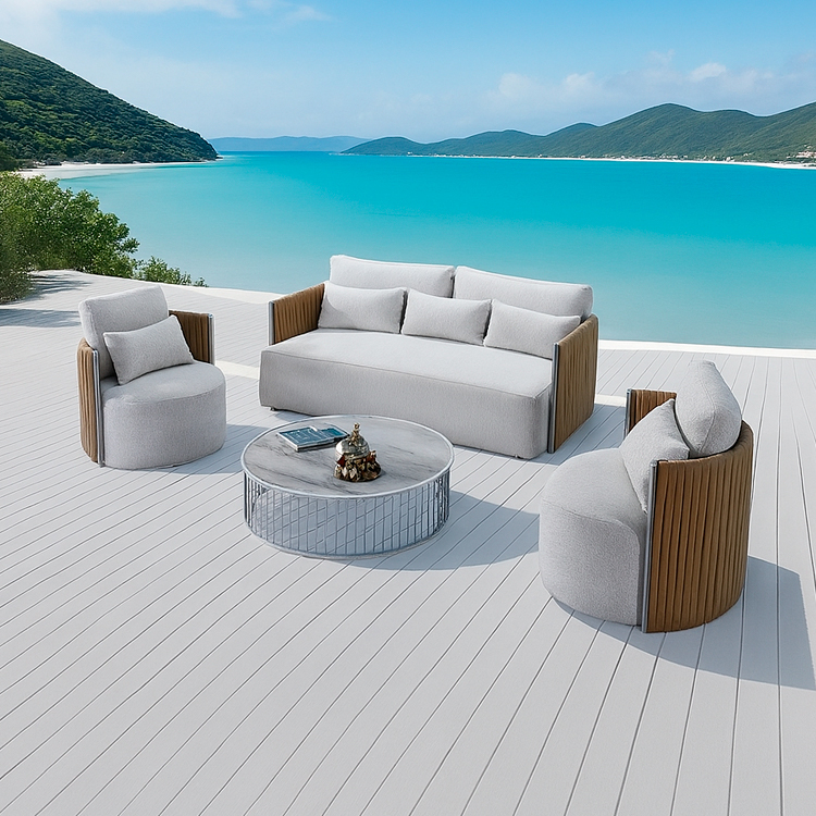 Modern Aluminum Patio Sofa Set High Quality Waterproof Rattan Garden Furniture for Hotels and Gardens
