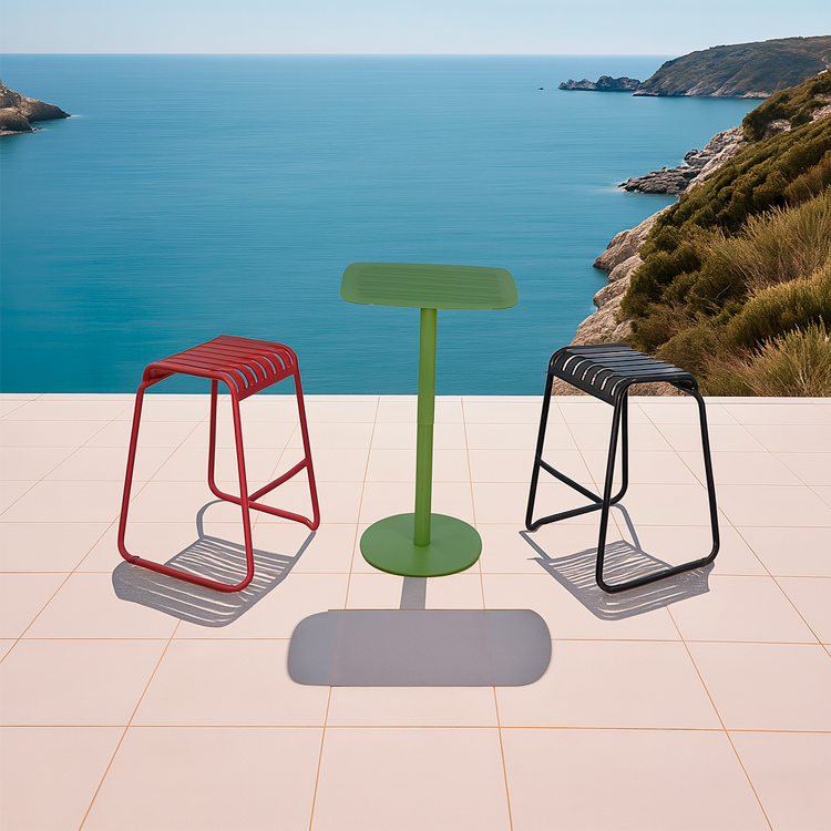 Industrial Weatherproof Outdoor Patio Seating 3-Piece Dining Chair Set with Compact Table