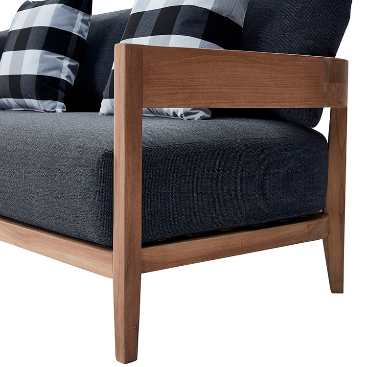 Scandinavian All-Weather Teak Patio Conversation Seating Balcony Garden Sofa Set with Coffee Table