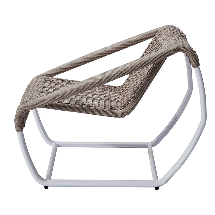 Minimalist Durable Metal Frame Balcony Seating Outdoor Rope Weaving Chair