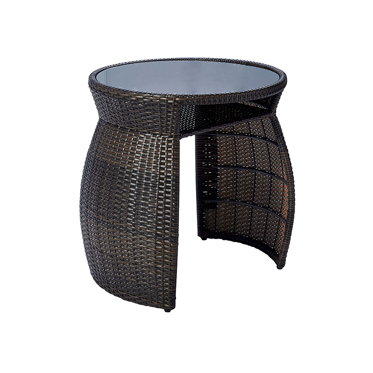 Outdoor Furniture Patio Bistro Small Cushioned Wicker Rattan Table And Chairs For Two
